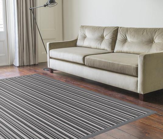 Frank Striped Wool Rug in Living Room