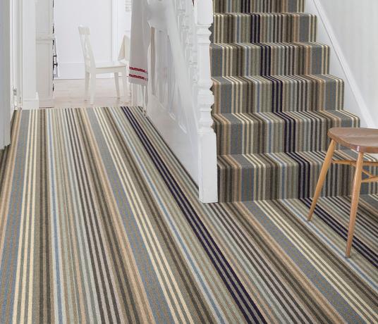 Margo Selby Stripe Surf Botany Carpet 1901 on Stairs