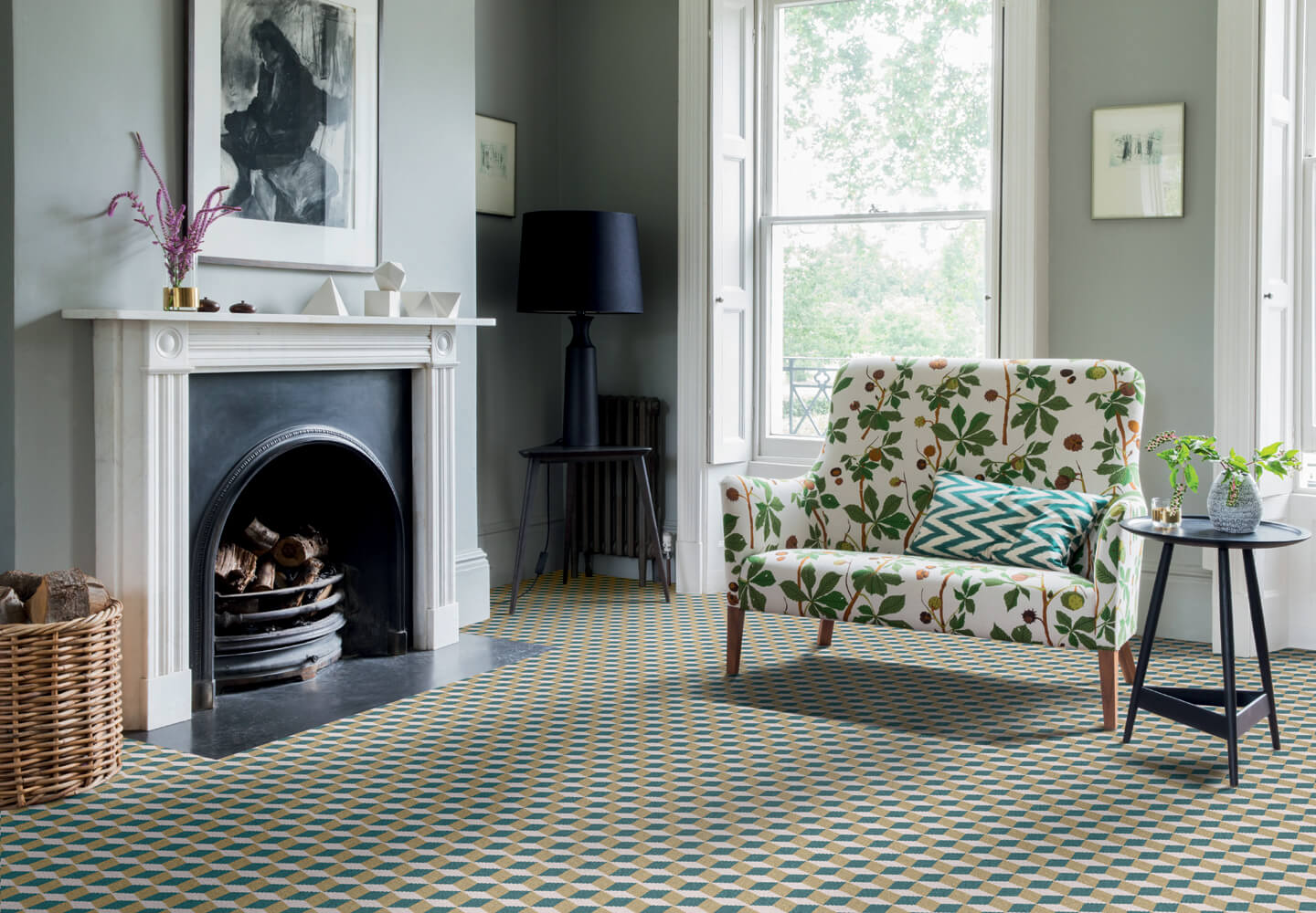 Quirky B Cube Soane British patterned carpet designed by Ben Pentreath