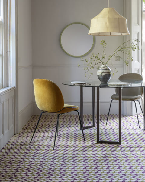 Quirky B Ribbon Magenta British Patterned Carpets designed by Margo Selby